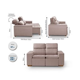Sofá 2 Lugares 150cm Com Molas, Retrátil E Reclinável Rose - 4