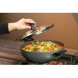 Wok Brinox Antiaderente Ceramic Life com Tampa e Alças 3,55l Preserve Cinza Cinza - 2