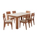 Ver imagem 7 de Mesa Jantar 1,60m x 0,90m com 6 Cadeiras Assento Estofado 100% MDF Dalla Costa Cor:Off White com