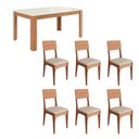 Ver imagem 2 de Mesa Jantar 1,60m x 0,90m com 6 Cadeiras Assento Estofado 100% MDF Dalla Costa Cor:Off White com