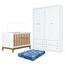 Ver imagem 1 de Berço Americano Flip Branco Acetinado Savana Reller e Guarda Roupa Infantil 4 Portas Branco Hp e