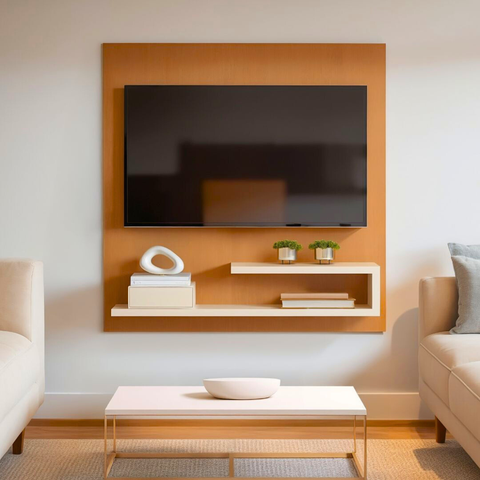 Painel para Tv até 32 Pol com Prateleiras Off White Rack Estante Suspenso Organização Sala Quarto