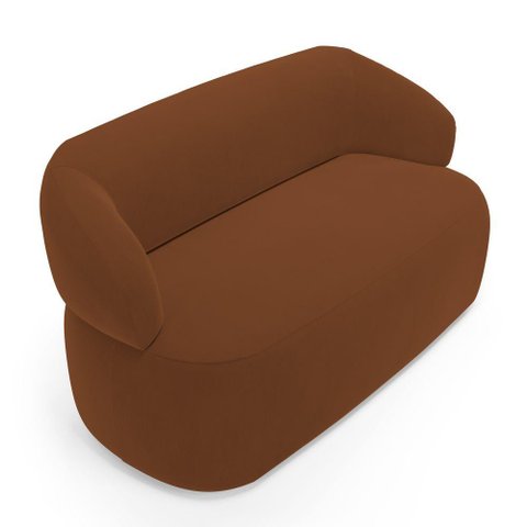 Sofá Orgânico 02 Lugares Living Glee 140cm Veludo Terracota - Desk Design
