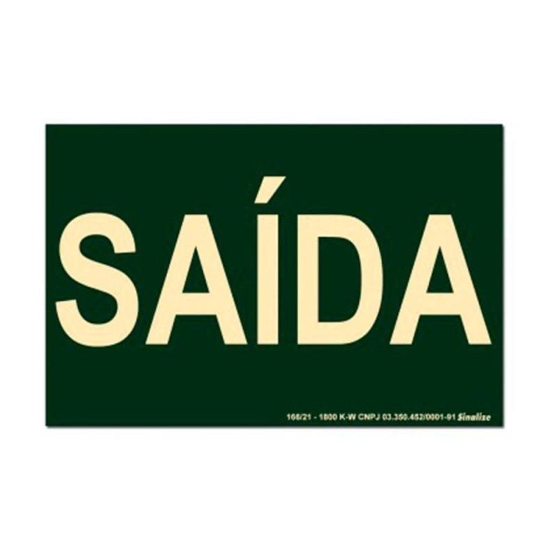 Placa de sinalização - SAÍDA - verde Sinalize - 1