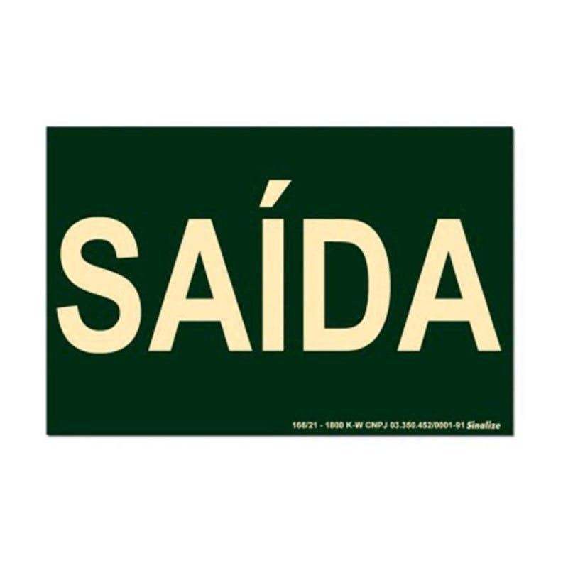 Placa de sinalização - SAÍDA - verde Sinalize