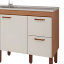 Ver imagem 4 de Gabinete de Cozinha 174cm Grande 100% MDF 2 Gavetas 3 Portas:Freijó/Off White