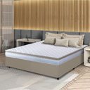 Ver imagem 2 de Cama Box Casal King Colchão com Molas Ensacadas 193x203x60cm Dunas Branco/bege Hellen