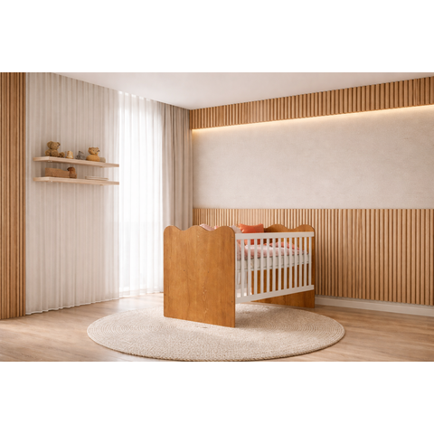 Berço que Vira Cama com Colchão Algodão - Mobibaby