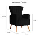 Ver imagem 7 de Poltrona Pés Palito Decorativa Melinda Sala Veludo; Desenho do Tecido:Liso:Preto