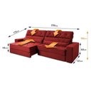 Ver imagem 2 de Sofá Retrátil Reclinável 2,30m Albany Suede Velut Vermelho Molas Ensacadas - King House