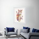 Ver imagem 2 de Quadro Decorativo Gato Floral - 60x48cm:madeira Preta