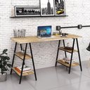 Ver imagem 2 de Mesa Escrivaninha Cavalete 150cm Estilo Industrial Prisma C08 Carvalho/Preto - Mpozenato