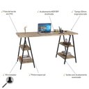 Ver imagem 3 de Mesa Escrivaninha Cavalete 150cm Estilo Industrial Prisma C08 Carvalho/Preto - Mpozenato