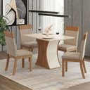 Ver imagem 1 de Conjunto Sala de Jantar Layla Majestic 4 Lugares Tampo MDF Cadeiras Estofadas Caramelo 120cm Casa