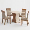 Ver imagem 6 de Conjunto Sala de Jantar Layla Majestic 4 Lugares Tampo MDF Cadeiras Estofadas Caramelo 120cm Casa