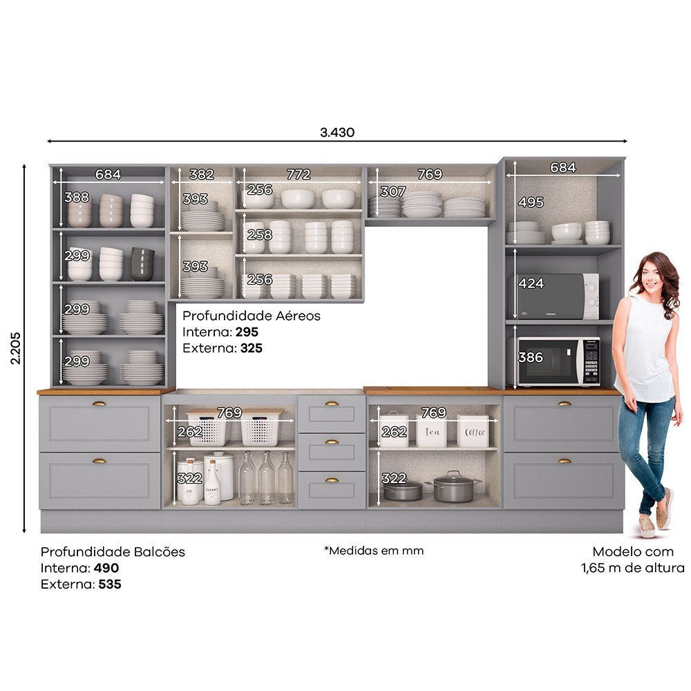 Cozinha Completa 6 Peças Com Cristaleira Amy Casa 812 - 2