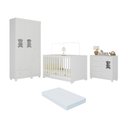 Ver imagem 1 de Quarto de Bebê Completo com Berço Americano 3 em 1 Colchão Fofura Multimóveis Mp4669 Branco