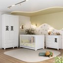 Ver imagem 2 de Quarto de Bebê Completo com Berço Americano 3 em 1 Colchão Fofura Multimóveis Mp4669 Branco