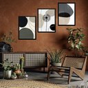 Ver imagem 1 de Kit 3 Quadros Arte Dente de Leão Cinza e Preto 45x34cm - com Vidro:madeira Branca