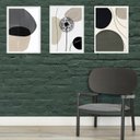 Ver imagem 2 de Kit 3 Quadros Arte Dente de Leão Cinza e Preto 45x34cm - com Vidro:madeira Branca