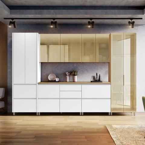 Cozinha 6 Peças Nesher Rainha Cristaleira 100% MDF