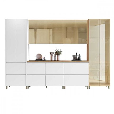 Cozinha 6 Peças Nesher Rainha Cristaleira 100% MDF