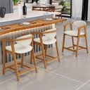Ver imagem 6 de Kit 02 Banquetas Baixa Cozinha Sala de Jantar Bancada Cecília L02 Linho Champanhe - Lyam Decor
