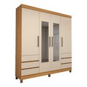 Ver imagem 3 de Guarda-roupa Casal Romenia 4 Portas 6 Gavetas Cinamomo/off White - Panorama Móveis