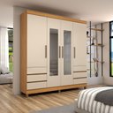 Ver imagem 1 de Guarda-roupa Casal Romenia 4 Portas 6 Gavetas Cinamomo/off White - Panorama Móveis