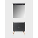 Ver imagem 1 de Gabinete para Banheiro e Espelho com LED 80cm Retro MDF Grafite Milano - On Móveis