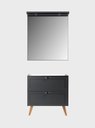 Ver imagem 1 de Gabinete para Banheiro e Espelho com LED 80cm Retro MDF Grafite Milano - On Móveis