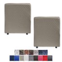 Ver imagem 1 de Kit 02 Mini Puff Banqueta Quadrado Decorativo Courino e Suede Bege Trançado Courino