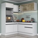 Ver imagem 1 de Armário de Cozinha Completa de Canto com Rodapé Veneza Multimóveis MP2098.964 Branco/Preto