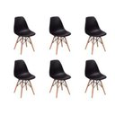 Ver imagem 1 de Kit 6 Cadeiras Charles Eames Eiffel Wood Base Madeira - Preta Preta