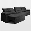 Ver imagem 6 de Sofá Retrátil e Reclinável 4,20m com Molas e Espuma D33 Thunder Velusoft Preto Cama Inbox