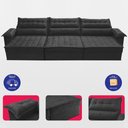 Ver imagem 5 de Sofá Retrátil e Reclinável 4,20m com Molas e Espuma D33 Thunder Velusoft Preto Cama Inbox