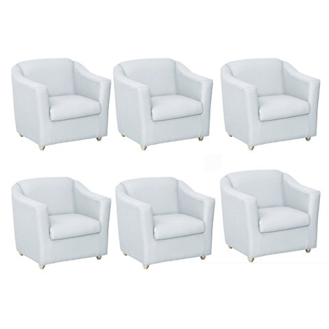 Kit 6 Poltronas Decorativa Bia Matérial Sintético Branco - Twdecora