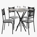 Ver imagem 1 de Kit Mesa Diamante 542 Sala de Jantar 4 Cadeiras Pés Tubular Cinza/preto
