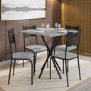 Ver imagem 2 de Kit Mesa Diamante 542 Sala de Jantar 4 Cadeiras Pés Tubular Cinza/preto