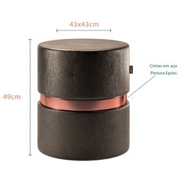 Kit 04 Puffs Bancos Decorativos Redondo Porto 49x43cm Corano Preto - Desk Design - 4