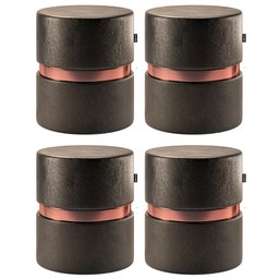 Kit 04 Puffs Bancos Decorativos Redondo Porto 49x43cm Corano Preto - Desk Design - 1