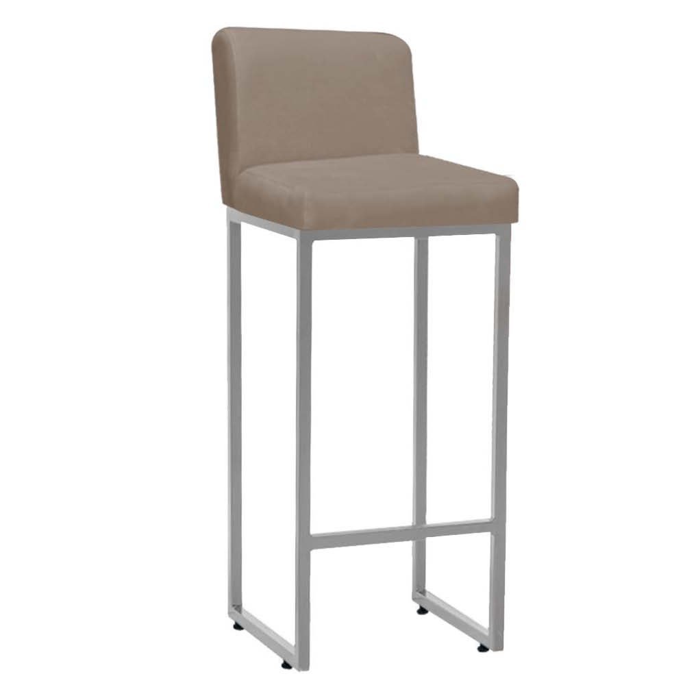 Kit Mesa Bistrô e 1 Banqueta Lucca Alta Com Encosto Bar Gourmet Tampo Imbuia Ferro Cinza Sintético B - 3