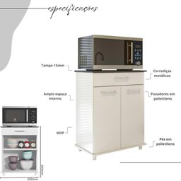 Balcão Multiuso 65cm com 2 Portas Multimóveis Cr20264 Branco - 3