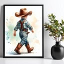 Ver imagem 1 de Quadro Infantil Menininho Cowboy 24x18cm - com Vidro:moldura Preta