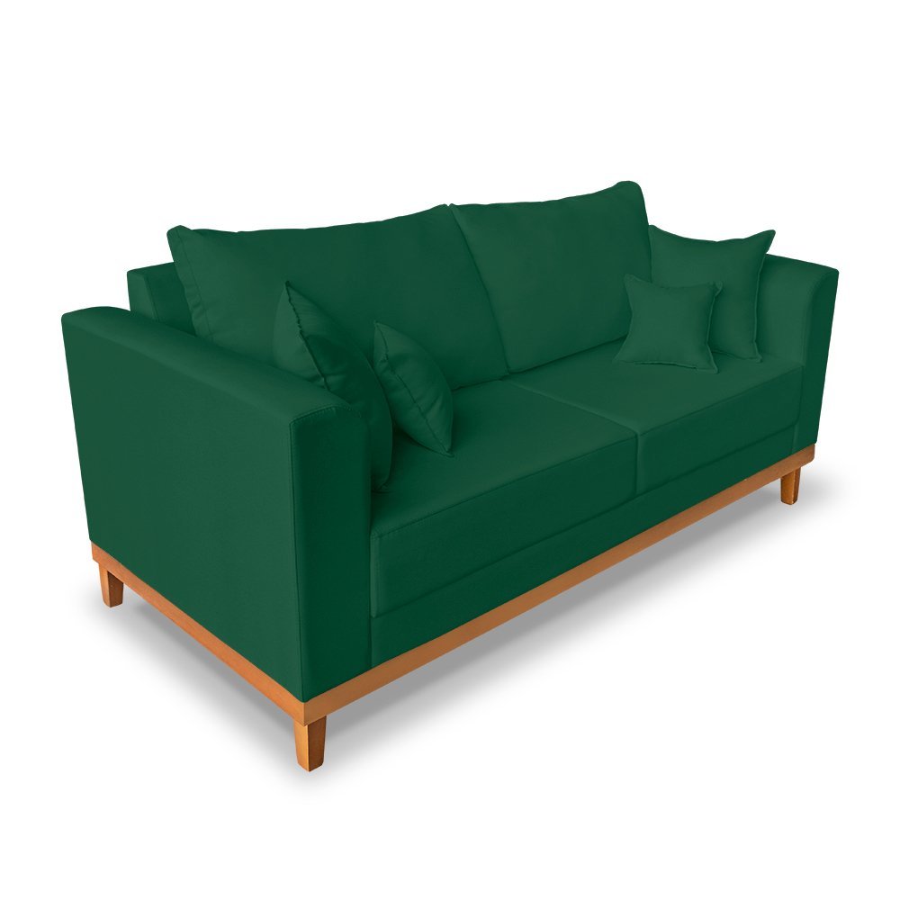 Kit Sofá 3 Lugares e 2 Poltronas Beny Viena Para Recepção Suede Verde - Madeira Prima Deccor - 3