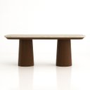 Ver imagem 2 de Mesa de Jantar Quartzito Taj Mahal Base e Tampo Duplo Nogueira 180x100 Cm