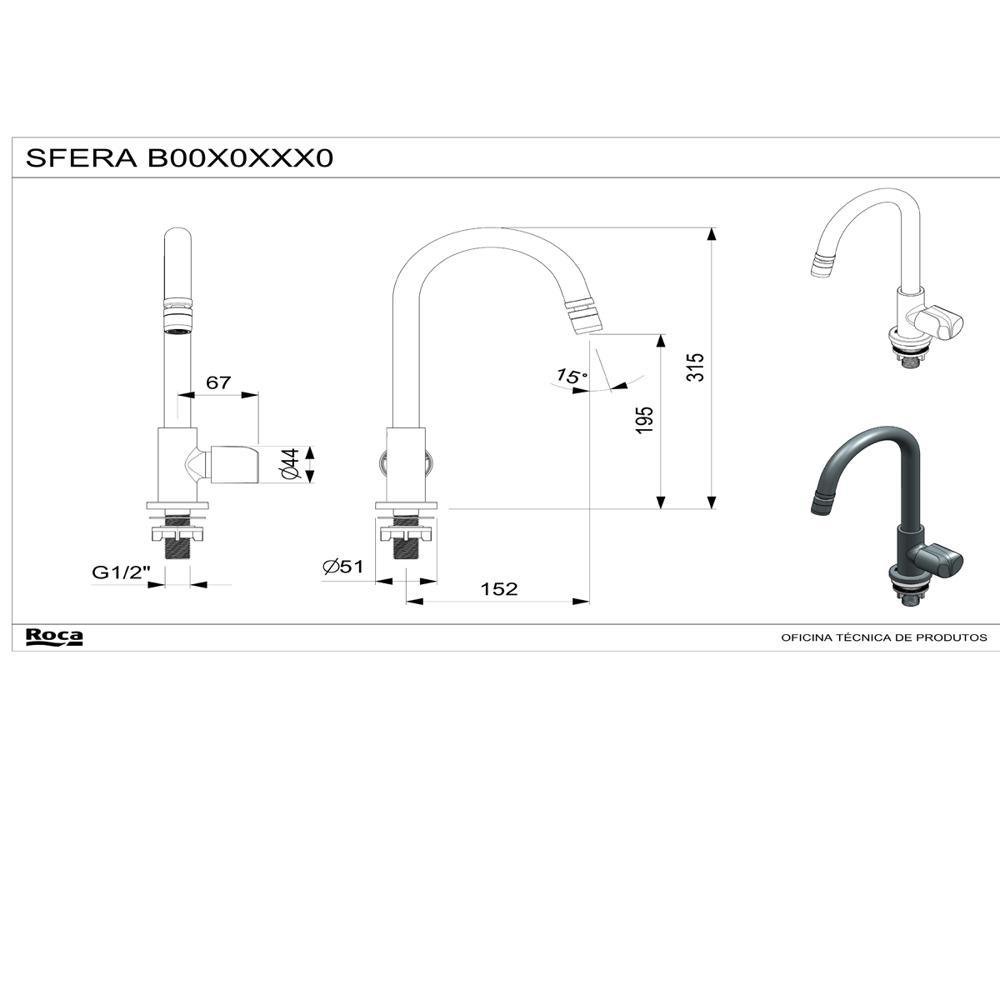 Torneira Roca Debba de Mesa Cromada 31,5cm - 2