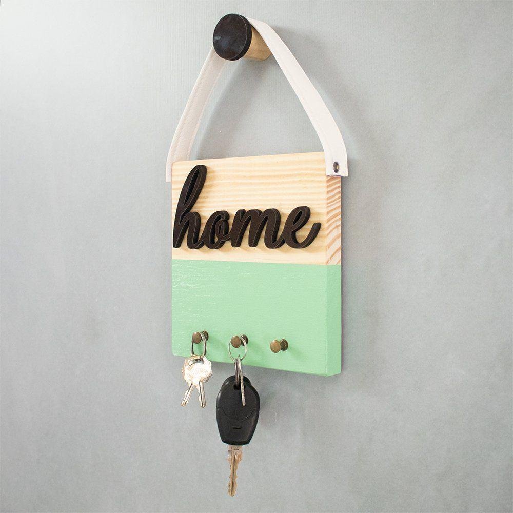Porta-Chaves Em Pinus Verde Home 17Cm - 6