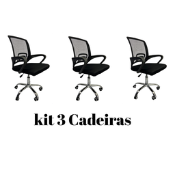Kit 3 Cadeiras Escritório Secretária Giratória Ergonômica Tela Mesh Preta com Laudo Ergonômico Nr17 - 9