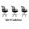 Kit 3 Cadeiras Escritório Secretária Giratória Ergonômica Tela Mesh Preta com Laudo Ergonômico Nr17 - 9